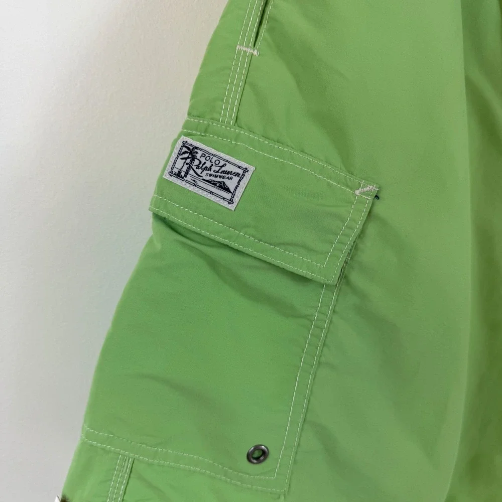 Polo Ralph Lauren Swim Trunks Green Cargo Mesh Lined Beach Summer Board Shorts L